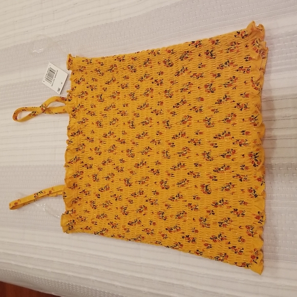 NWT Almost Famous Stretchy Floral Halter Tank Top, Orange Yellow color, size S - Picture 1 of 8
